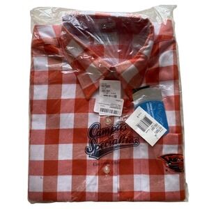 Campus Specialties Oregon State Beavers Flannel Shirt Men M Orange Buffalo Check